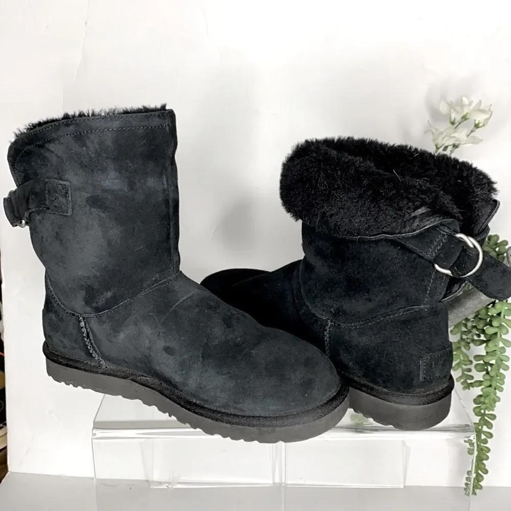 UGG AUSTRALIA REMORA BUCKLE BOOTIE FOLDOVER STYLE‎ Black 8